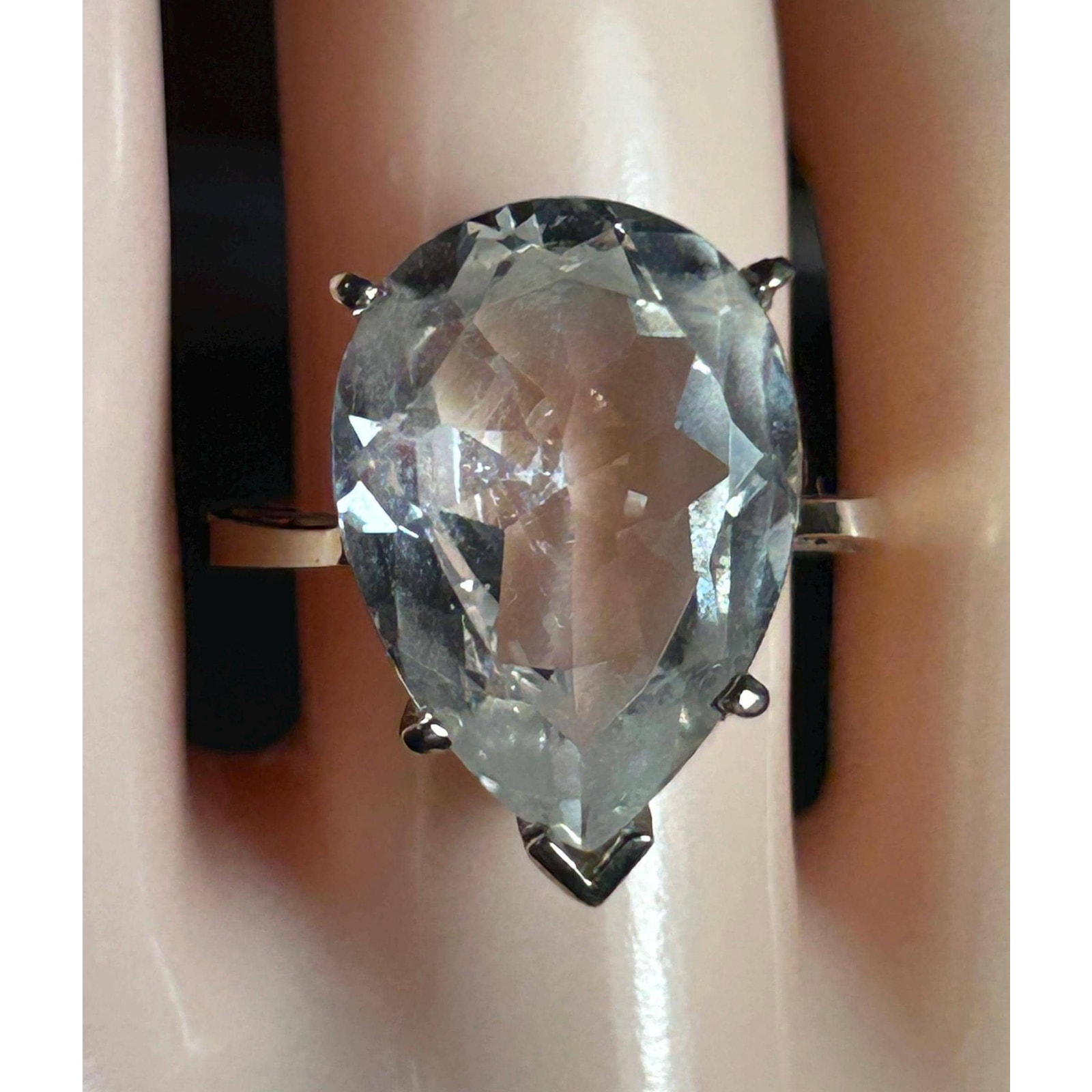 Ross Simons 14k White Gold Topaz Teardrop Cocktail Ring, Size 6.75 Fine Jewelry